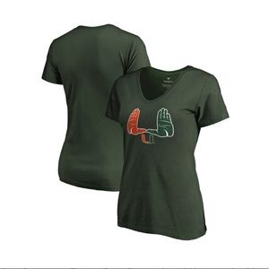 Miami Hurricanes Fanatics Brand Women's Hometown Collection V-Neck T-Shirt Green